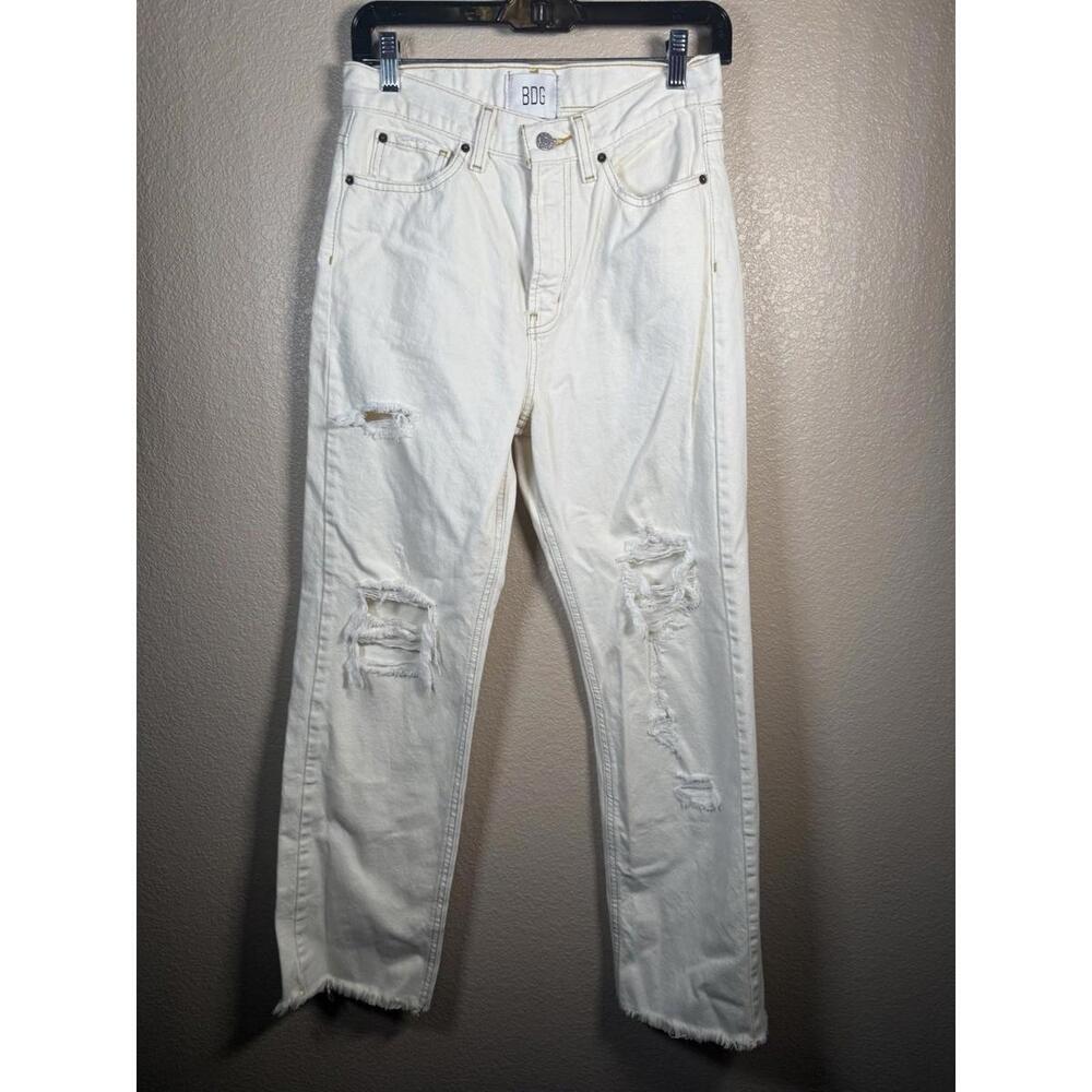 BDG Urban Outfitters Women Jeans Sz 27 Cream 100% Cotton Distressed Cowboy Denim